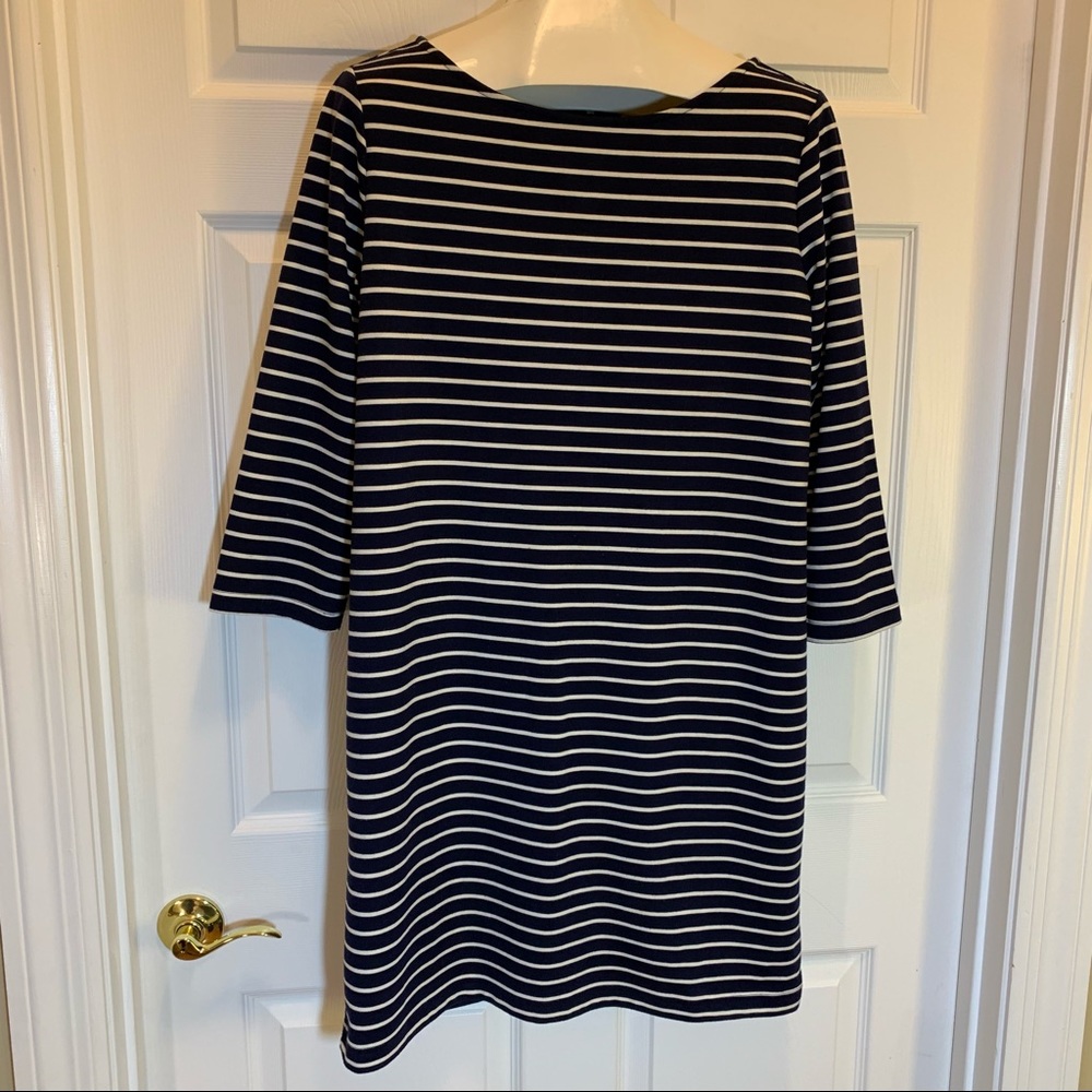 Gap Blue & White Back Zipper Stripped Dress Size L
